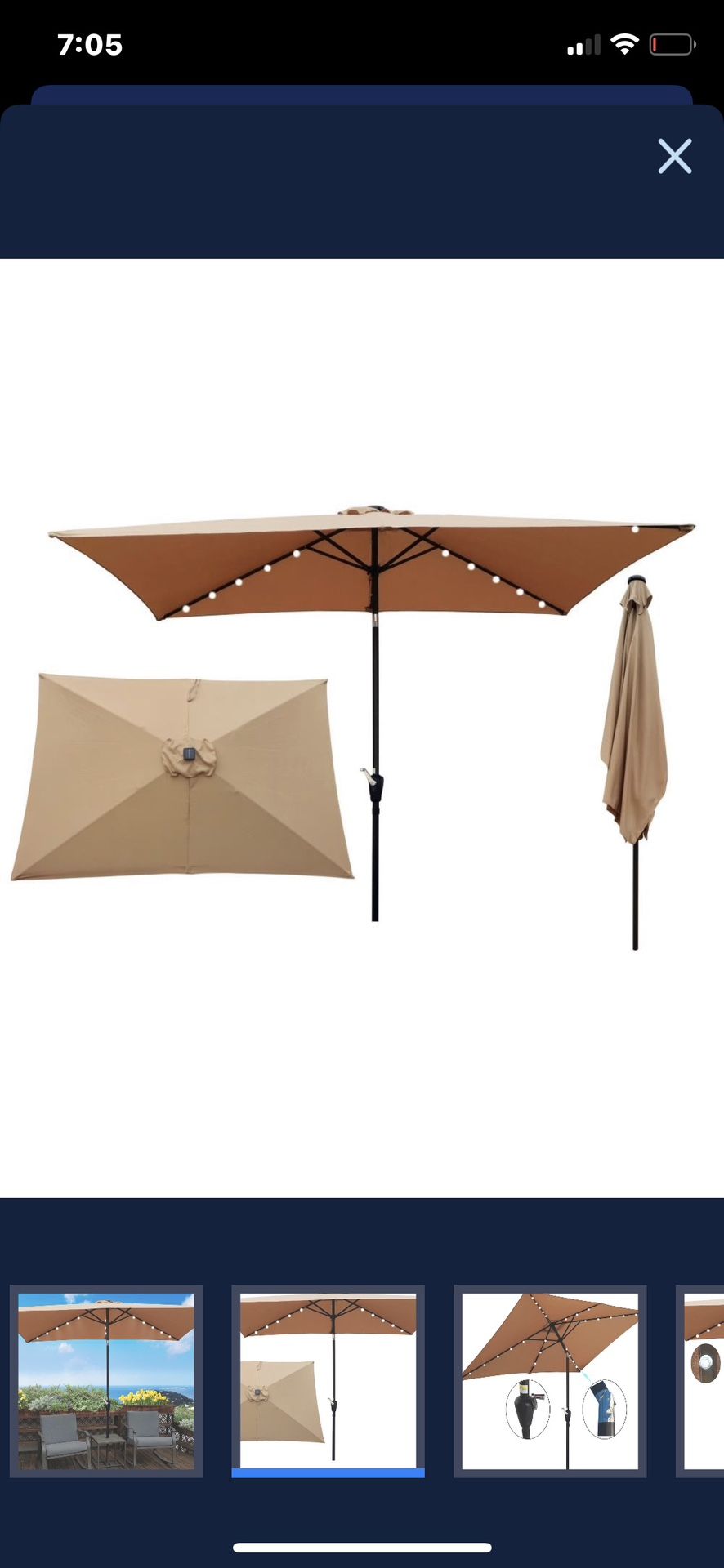 Patio Umbrella With LED LIGHTS And Base