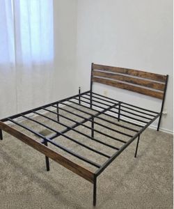 Brand new Queen Industrial Metal and Wood Platform Bed Frame