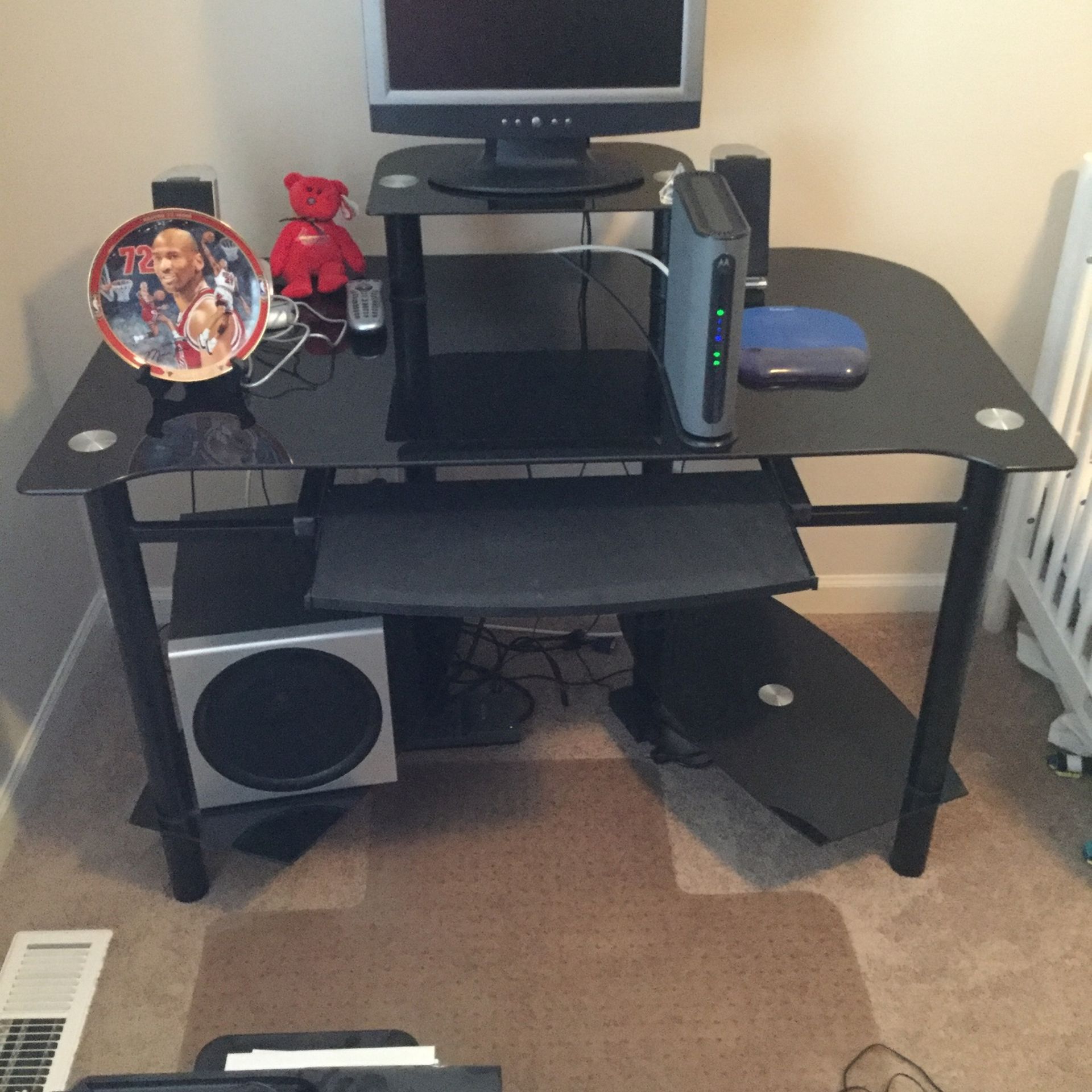 Computer Desk- Black Glass