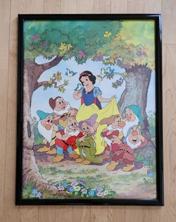Vintage Snow White and the Seven Dwarfs framed poster