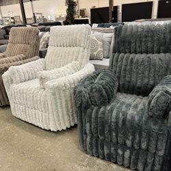 Cozy Soft Swivel Recliner In Beige, Camel Or Charcoal Color! 