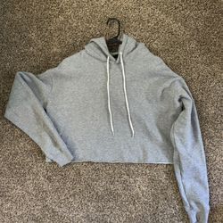 Gray Cropped Hoodie Medium