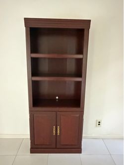 Dark Wood Bookshelf with Cabinet