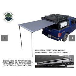 Overland Vehicle Systems HD Nomadic 4.5' Awning - Grey Body, Green Trim & Black Travel Cover