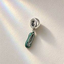 Pandora Disney Princess Jasmine Green Enamel Shoe Dangle Charm