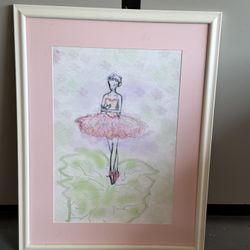 Framed matte artwork - Ballerina. No glass cover. 