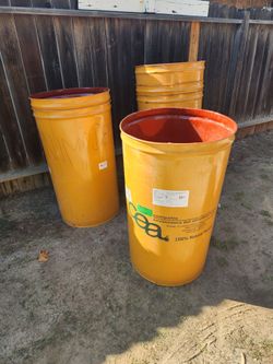 Yellow 55 Gallon Steel Barrels Set of 6