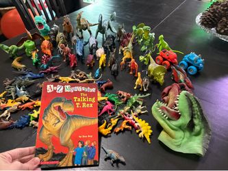 Huge dinosaur lot various sizes with book