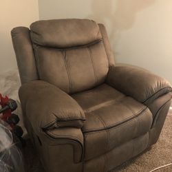 Brown Suede Rocking Recliner, Excellent Condition 