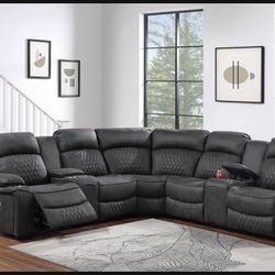 Brand New Reclining Comfy Super Plush Gel Leatherette Sectional Sofa 
