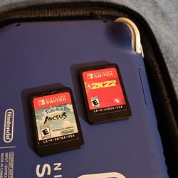 Nintendo switch with 2 games and travel case