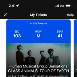 4 Glass animals Tickets, Chula Vista