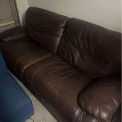 Leather Brown Reclining Sofa Set
