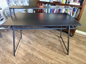 Metal black desk.