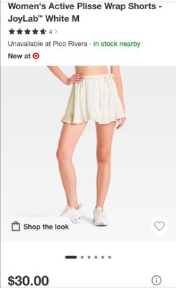 JoyLab Women's Active Plisse Wrap Shorts White M