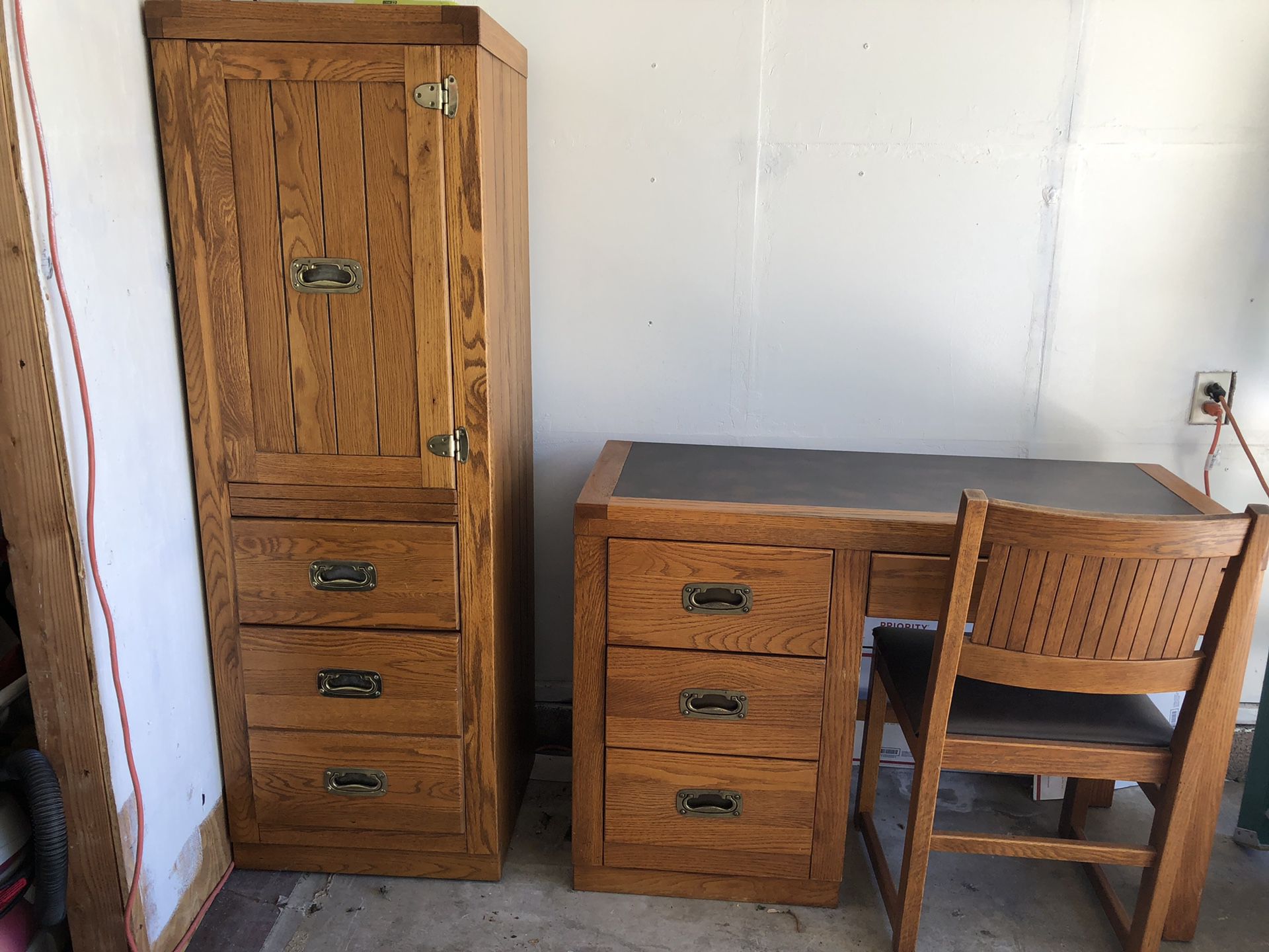 Tall chest , writing desk and chair