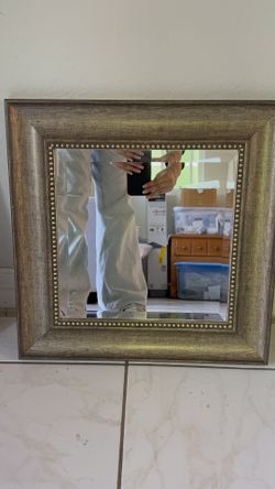 Antique Gold Wall Mirror with Beaded Frame