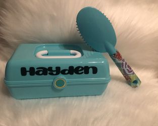 Personalized accessory box with brush