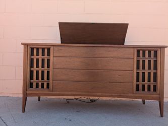 Mid-Century Modern Walnut Record Player Console