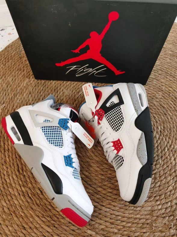 Jordan Air Jordan 4 Retro SE What the 4 Synthetic Leather Mandarin Duck Shock Absorbing Mid Top Basketball Shoes Unisex Red Blue