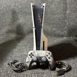 PS5 Disc Console + Camo Controller + Cables