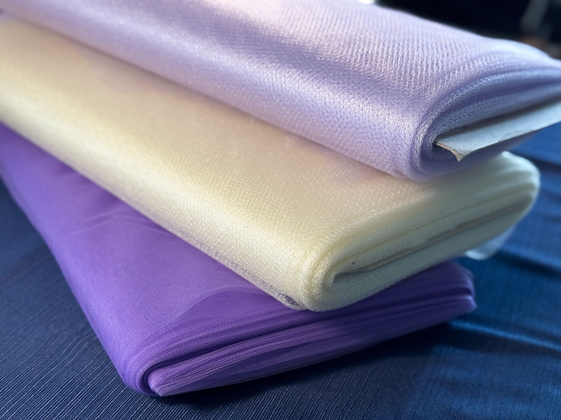 3 Bolts Of Tulle Fabric, Nearly Full - Sold As Set Only