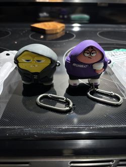 Spongebob And Patrick Wireless Earbud Cases w/ Clips (Set of 2) with cleaning tool