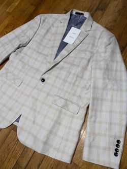 Mens Cream Plaid Suit / Tuxedo Jacket