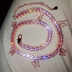 Rosegold Choker Necklace, Pink 