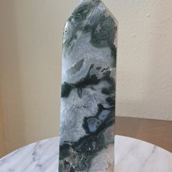 3.1 Lb (1424g) Druzy Moss Agate Tower Quartz Crystal 