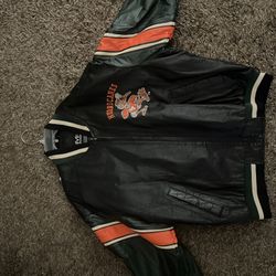 Miami Hurricanes Vintage Embroidered Ibis Full Zip Leather Jacket Men's XL 
