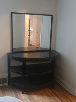 Wood Console Table and Mirror/Side table/Demilune Foyer Table