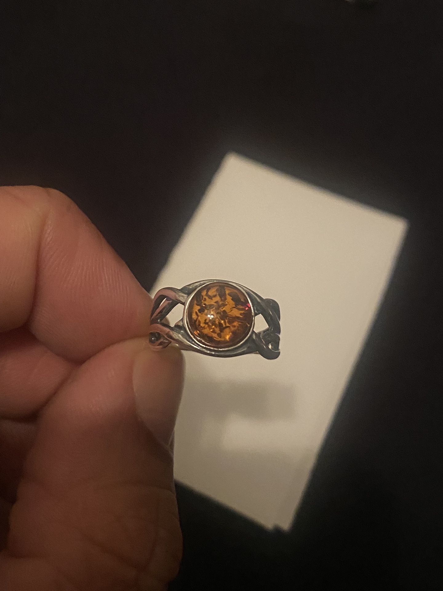 Sterling Silver Amber Ring