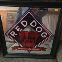 Framed Red Dog Beer Mirrored Sign 