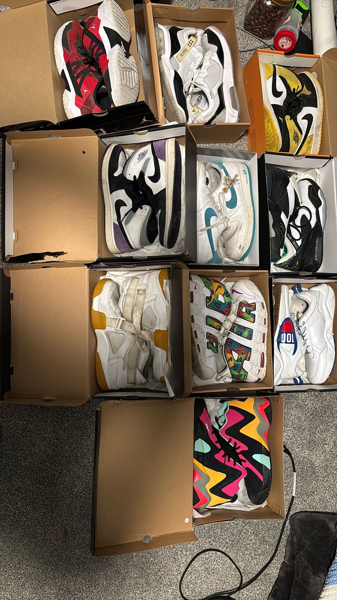 10 Pairs Size 12 Men. Nike, Jordan, Reebok, And Champion