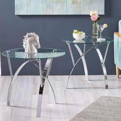 Round Glass End Table (Set Of 2)