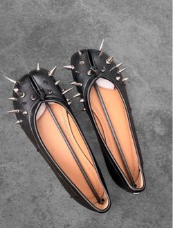 Black Spiked Ballet Flats