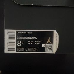 Size 8.5 Jordon 6 Rings 