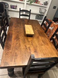 Dining table with 6 chairs solid wood