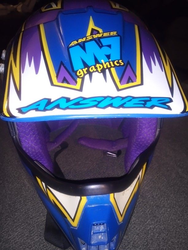 Pre-owned Vintage Answer Racing Motocross Helmet Size Large