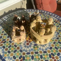 Big Circle Of Friends Candle Holder Mexican Pottery 
