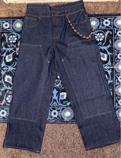 ALOCS CARPENTER DENIM JEANS W/ DESTO DUBB HEAD WALLET CHAIN