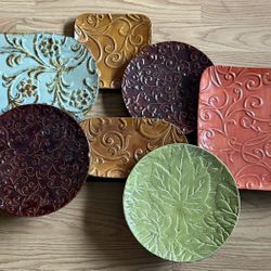 🖼️ Rustic Embossed Ceramic Plate Wall Art – 35.5” x 20.5”
