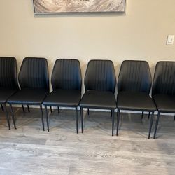 6 Black Faux Leather Dining Chairs