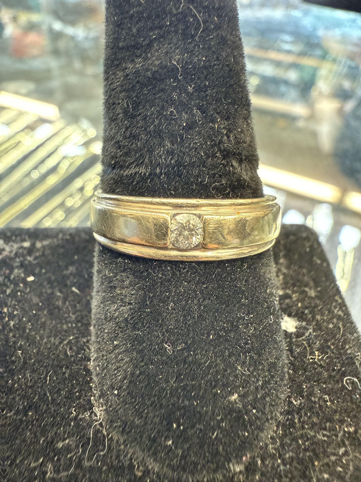 14KT White Gold Band W/ Solitaire Diamonds 40173-2