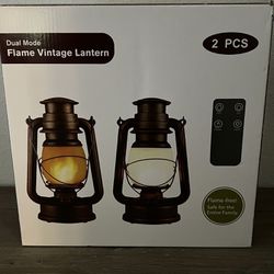 New Dual Mode Flame Vintage Lanterns 9.5”H