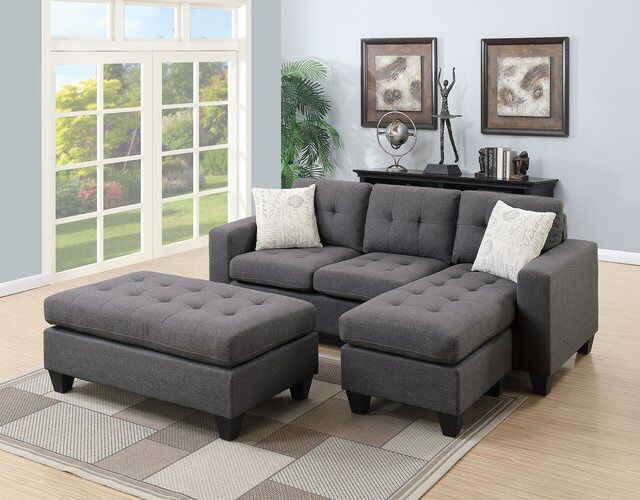 Reversible Sectional Sofa W/ Large Ottoman