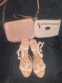 Lot of 3 MICHAEL KORS..2 Large Wristlets & Strappy SANDALS , (Size 8)