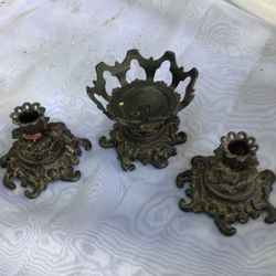 Cast Iron Vintage Reversible Candle Holders 