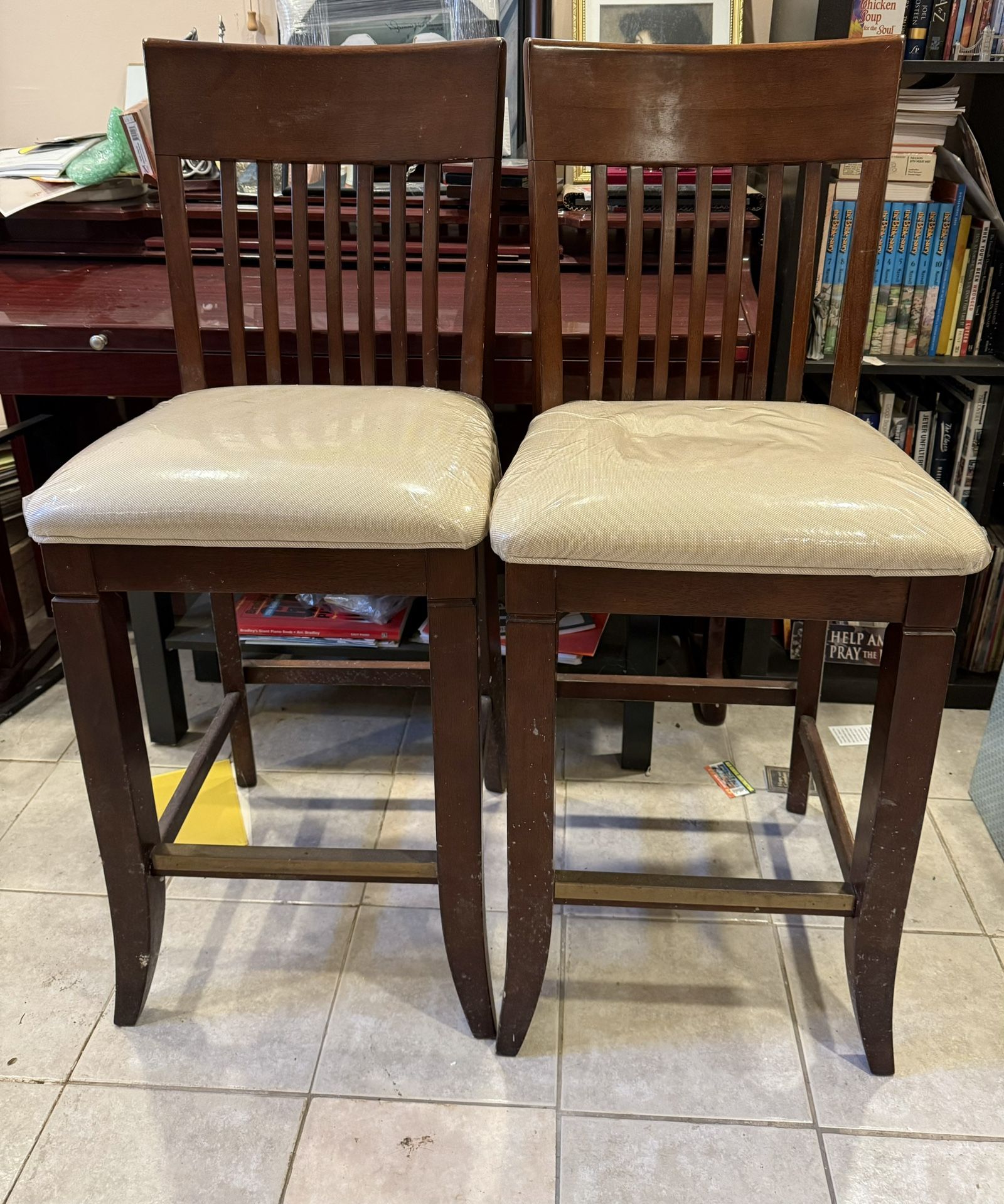 2 Solid Wood Bar Seats / Chairs